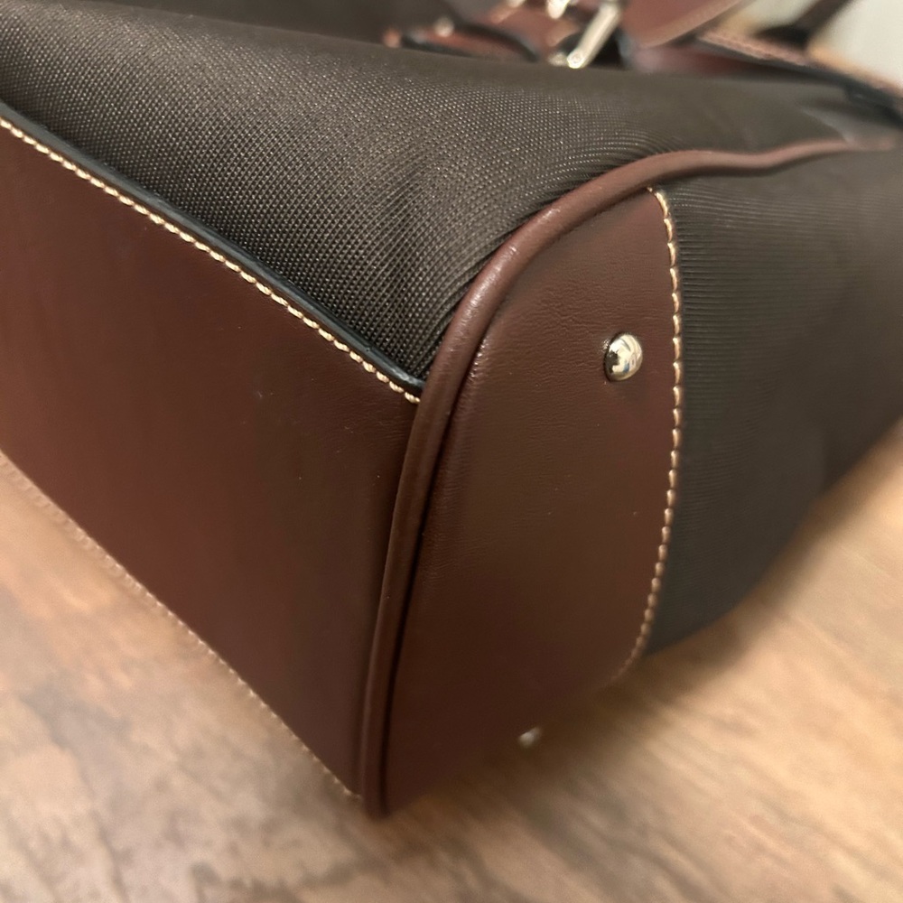 Etienne Aigner Brown Shoulder Nylon and Leather Tote Bag with Bag Scarf - Picture 14 of 14